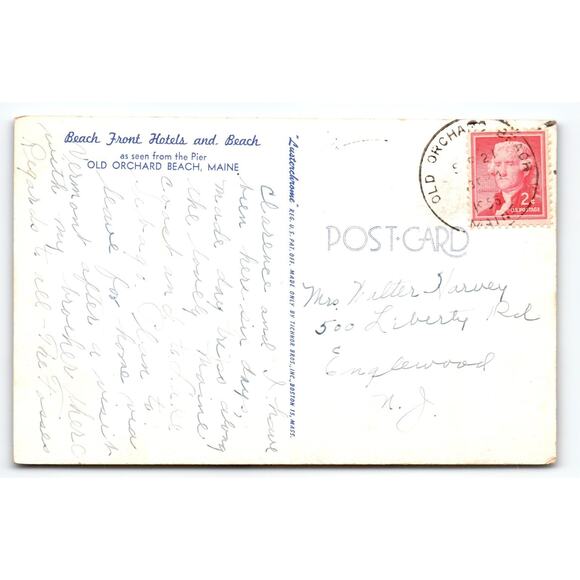 Vintage Old Orchard Beach Maine Pier View Lithograph Postcard - Picture 2 of 2